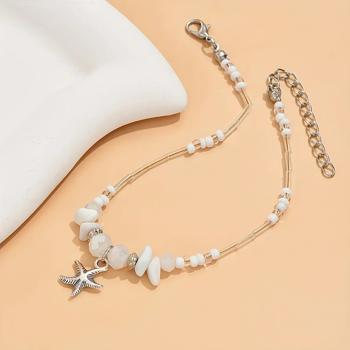 Irregular Bohemian Silver Star Anklet - Image 2