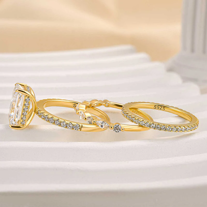 Jaily 3PC Wedding Ring Set | Gold - Image 3