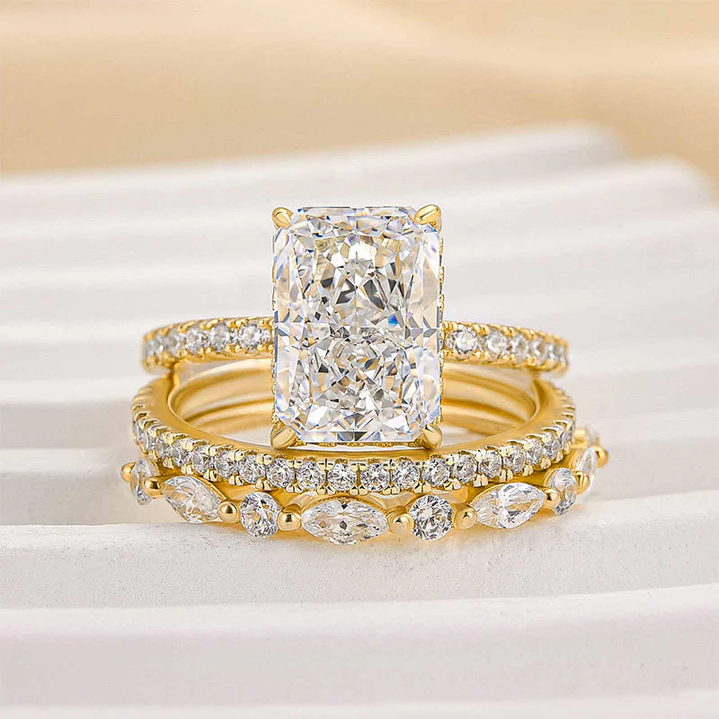 Jaily 3PC Wedding Ring Set | Gold - Image 4