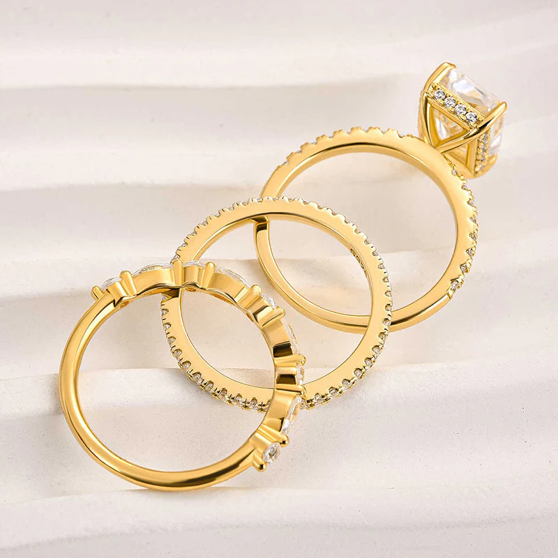Jaily 3PC Wedding Ring Set | White Gold - Image 5