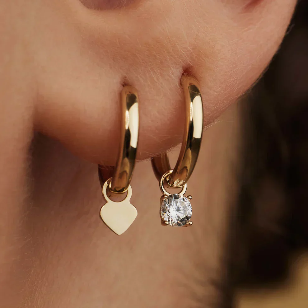 Larmes de Lune Stone Hoop Earrings | Gold - Image 3