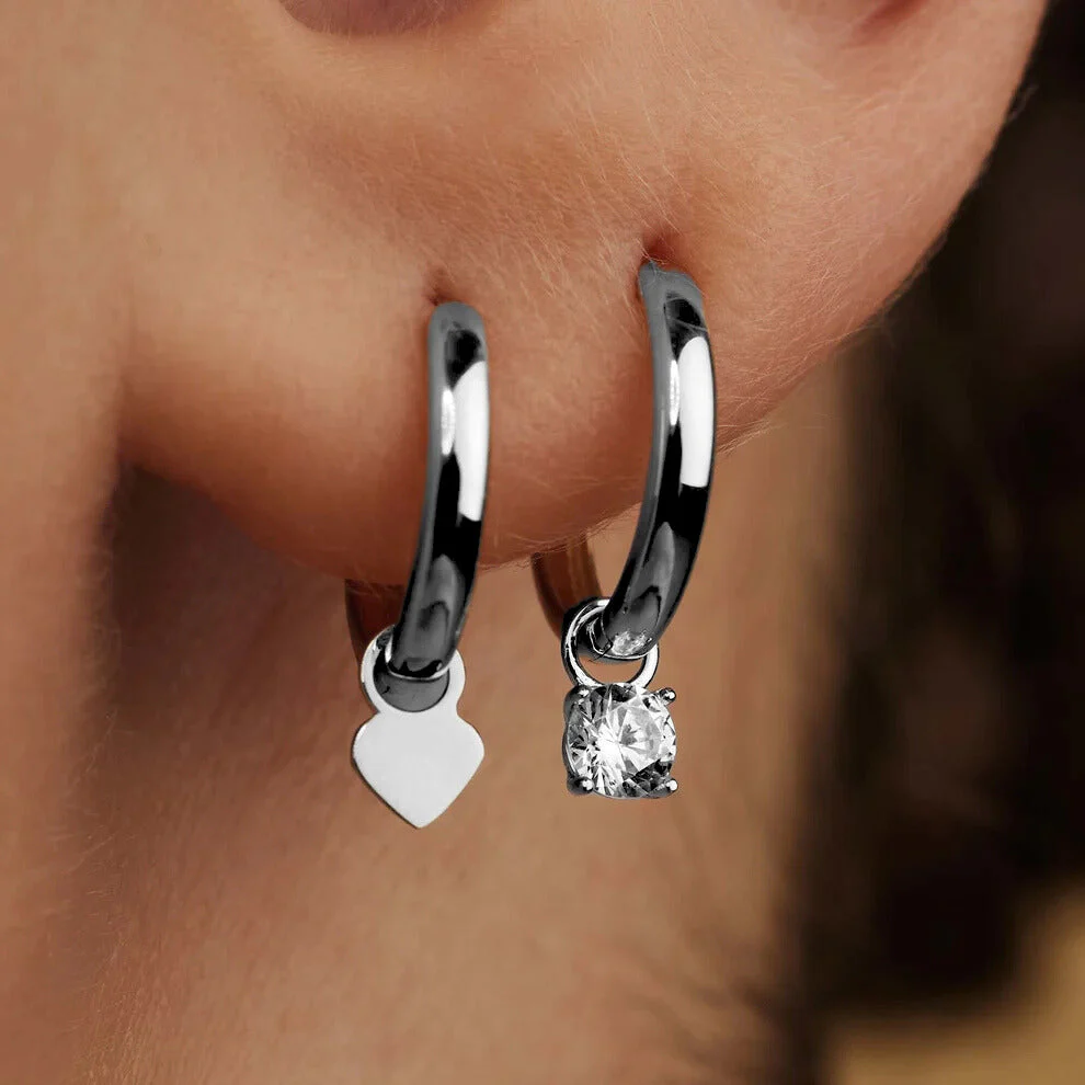 Larmes de Lune Stone Hoop Earrings | White Gold - Image 3