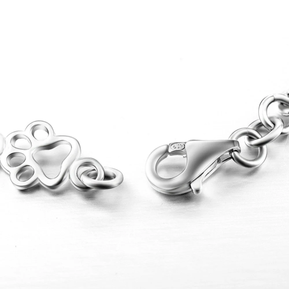 Limited Edition Pure Silver Dog Paw and Bone Charms Bracelet - Image 5