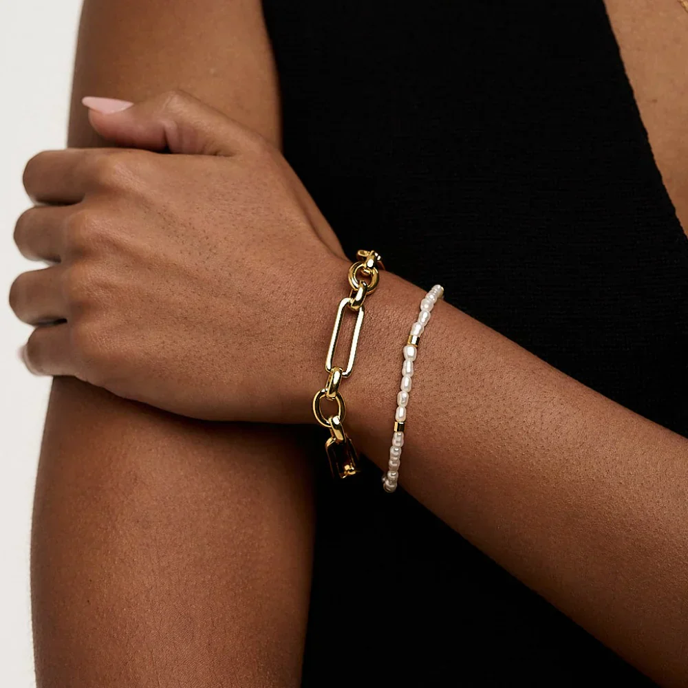 Link T-Bar Bracelet | White Gold - Image 5