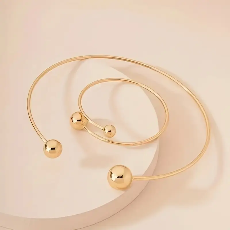 Minimalist Glow Collar & Cuff Bracelet Set | Gold - Image 3