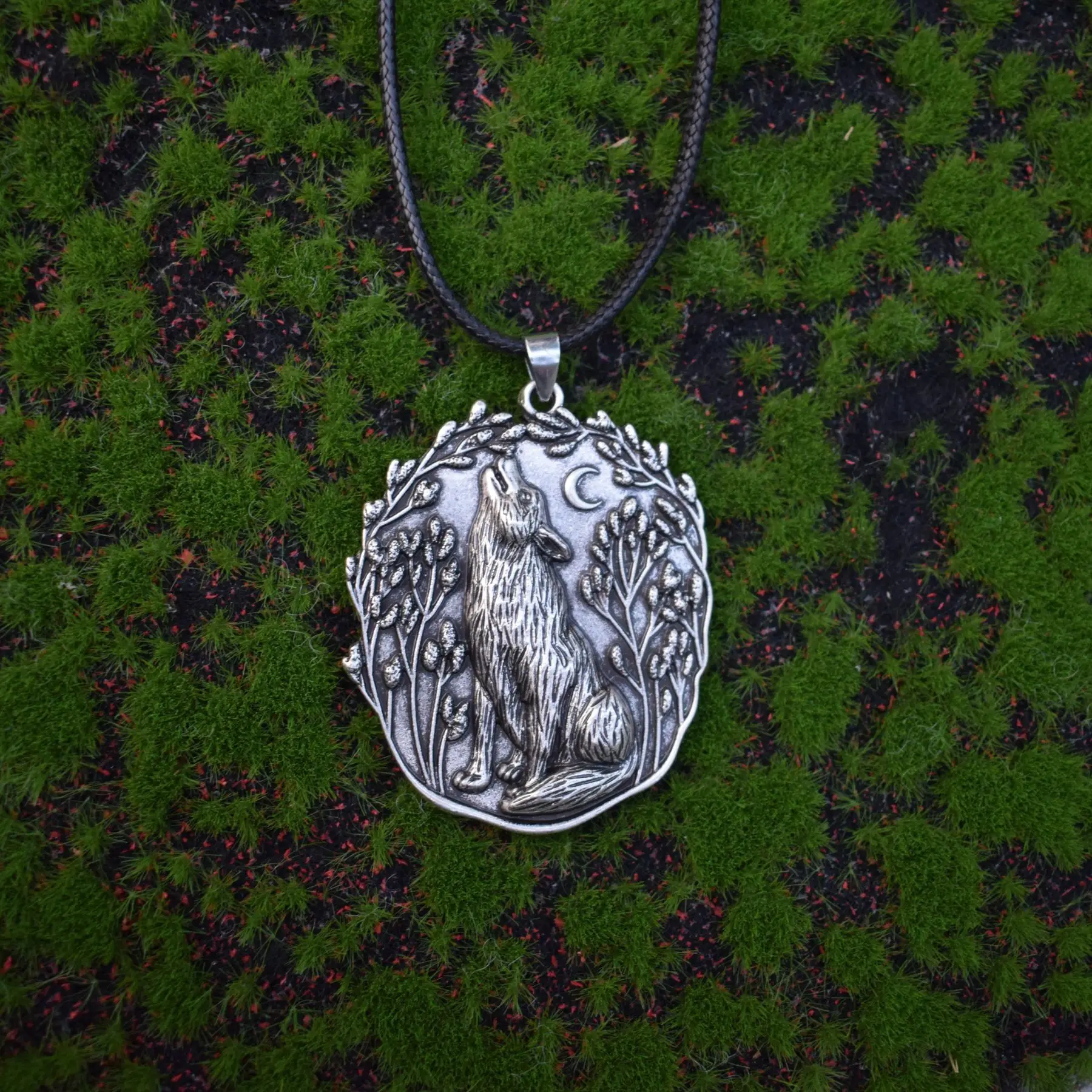 Moon Wolf Pendant Spirit Animal Necklace - Image 2