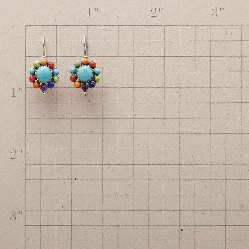 Multicolor Round Turquoise Earrings - Image 2