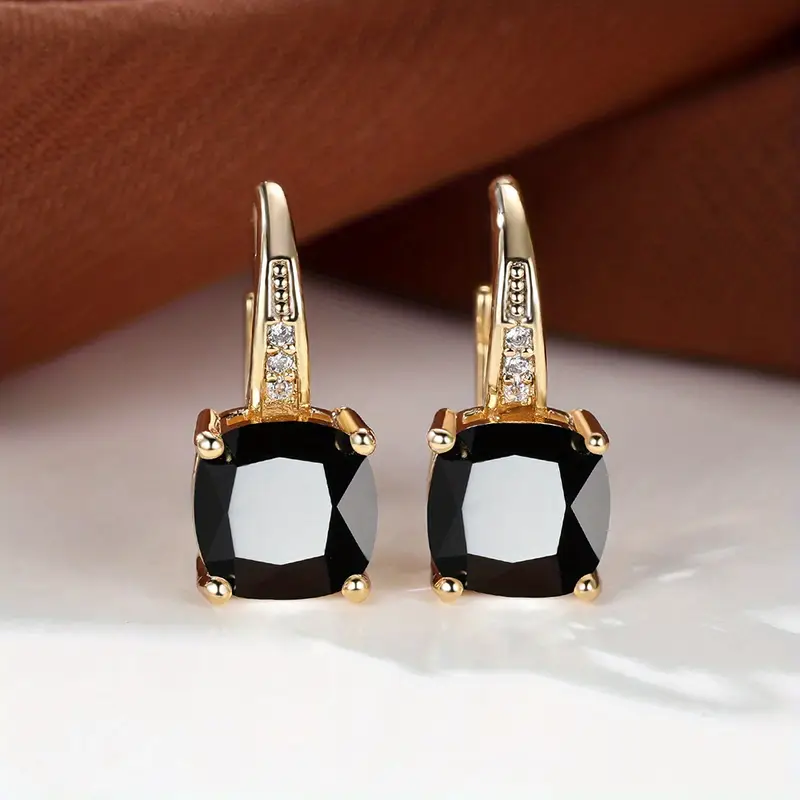 Mystic Sapphire Stone Hoop Earrings | Gold - Image 6