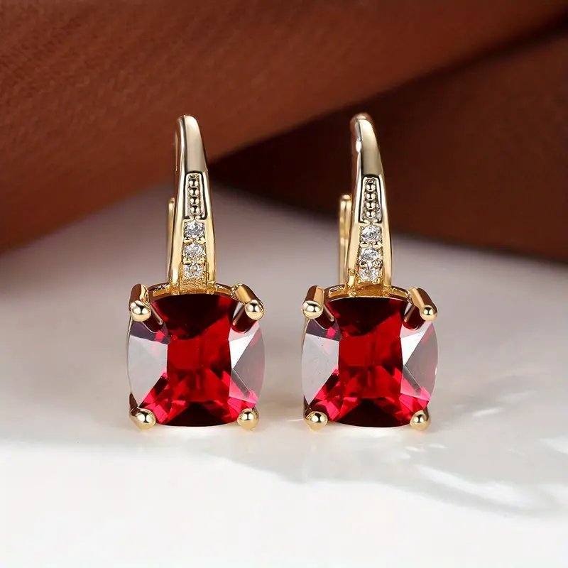 Mystic Sapphire Stone Hoop Earrings | Gold - Image 7