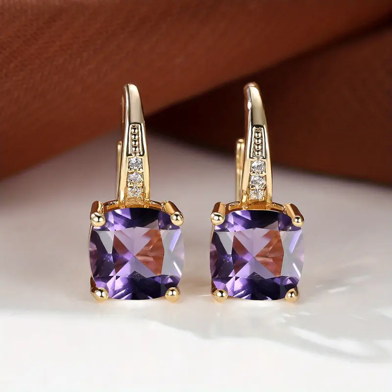 Mystic Sapphire Stone Hoop Earrings | Gold - Image 9