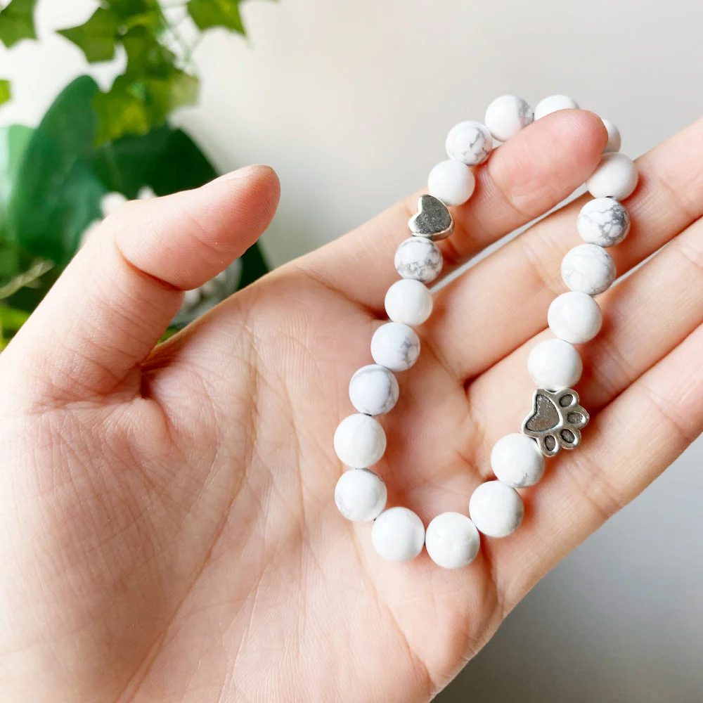 Natural Gemstone Bracelet with Paw & Heart Charm – Handcrafted Design - Image 3