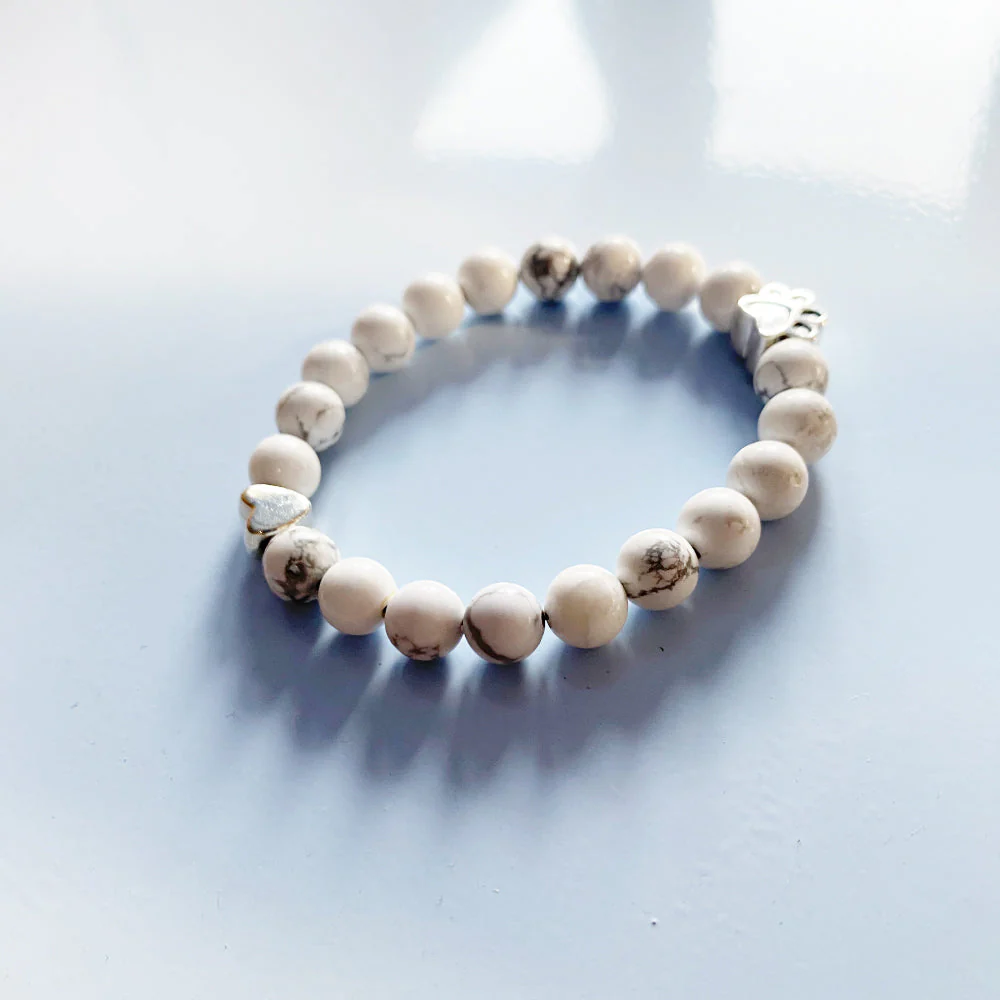 Natural Gemstone Bracelet with Paw & Heart Charm – Handcrafted Design - Image 4
