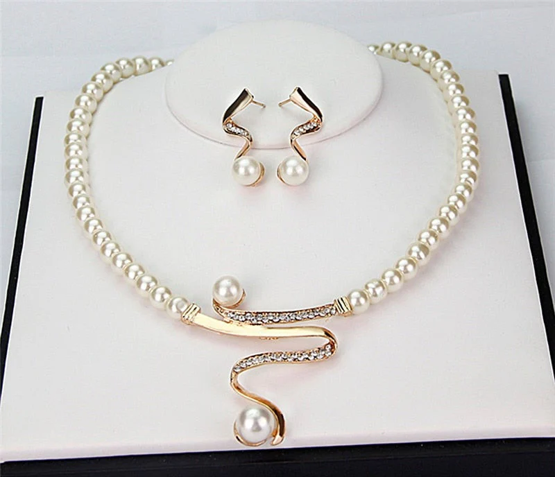 Natural Pearl Necklace + Earrings Set - Image 2