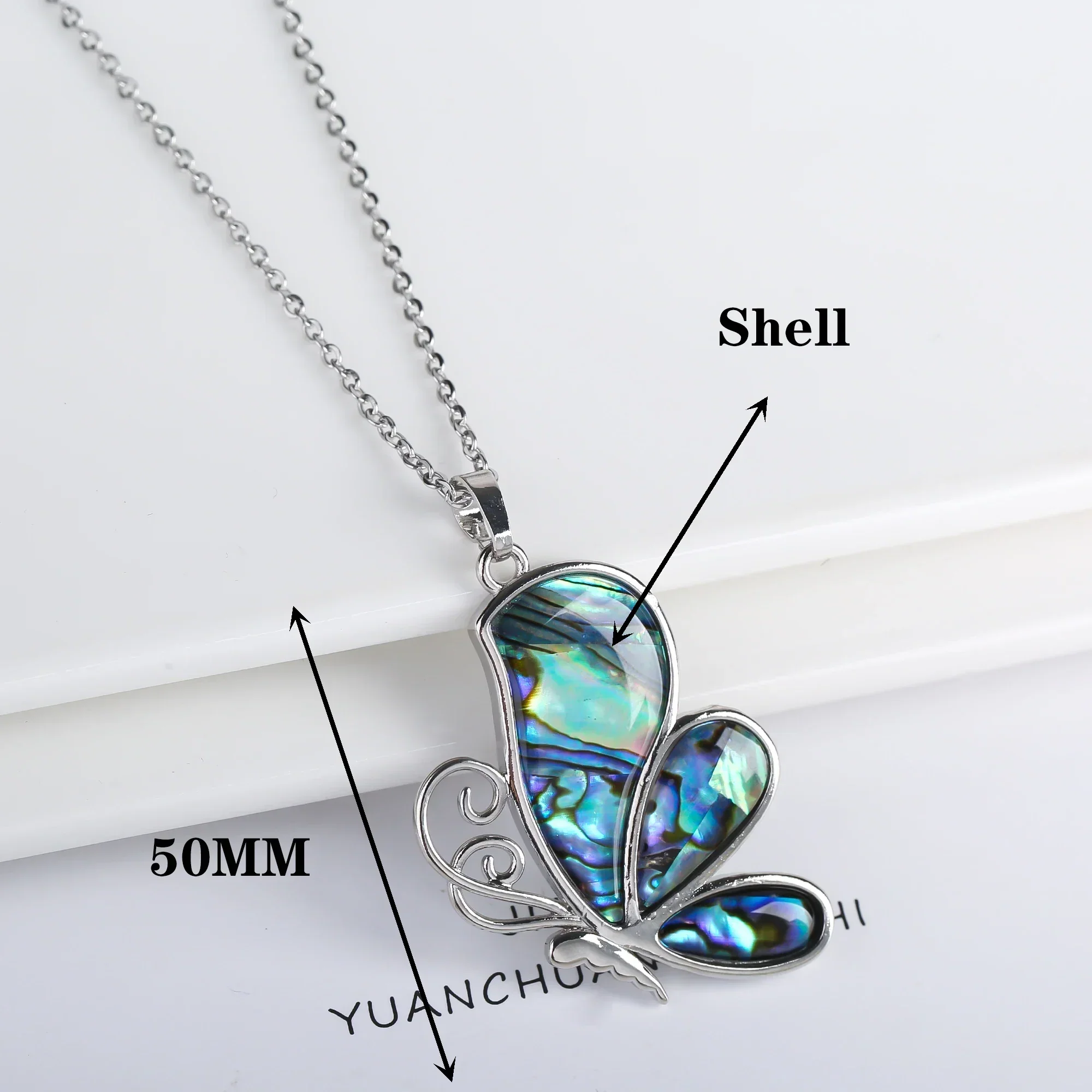Natural Shell Butterfly Pendant Necklace - Image 2