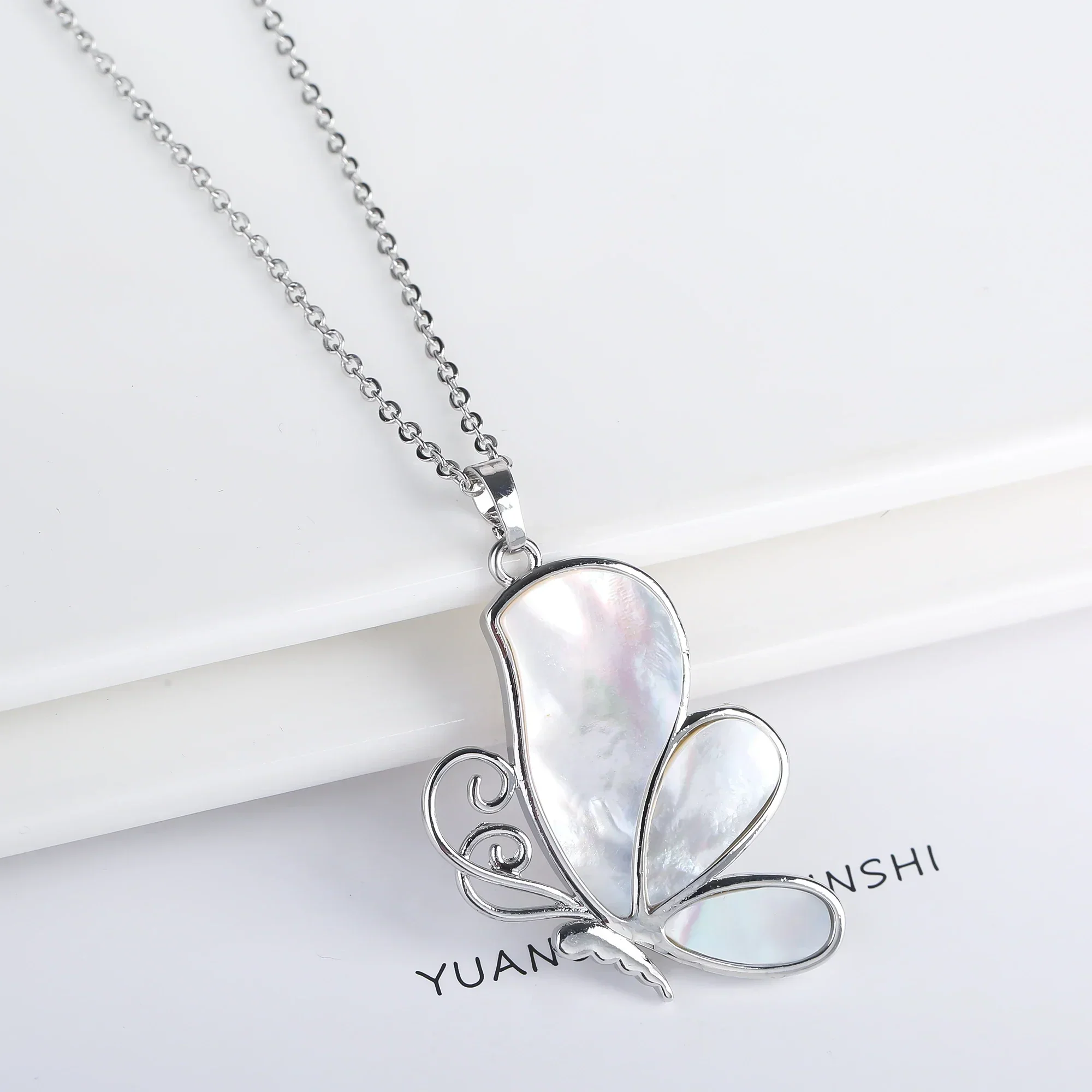 Natural Shell Butterfly Pendant Necklace - Image 7