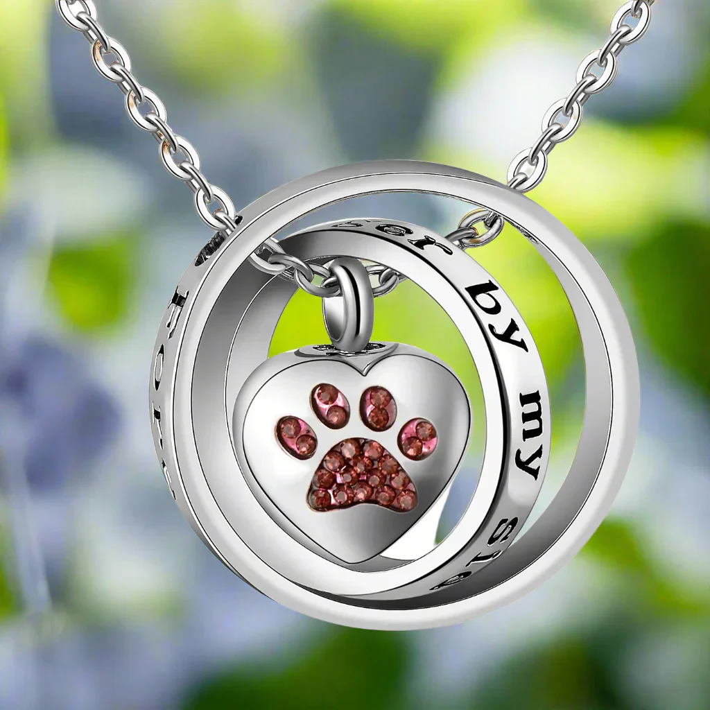 "No Longer By My Side, Forever In My Heart" – Stainless Steel Urn Paw Necklace - Image 4