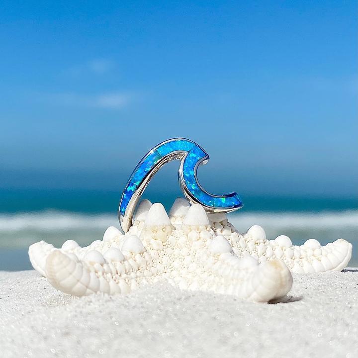 Ocean Wave Ring in Opal and Silver - Image 3