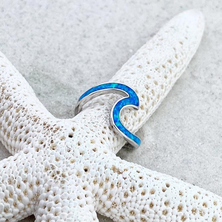 Ocean Wave Ring in Opal and Silver - Image 4