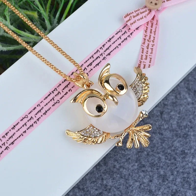 Opal Owl Wisdom Pendant Necklace - Image 3