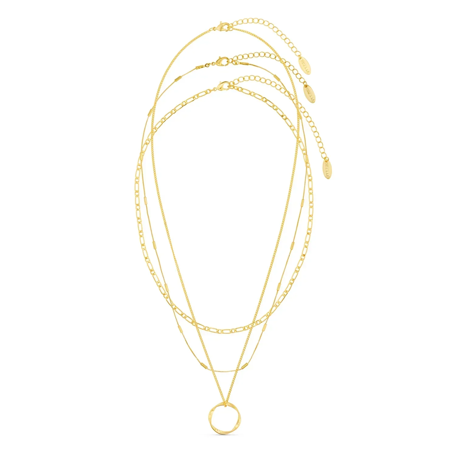 Open Circle Three Row Necklace | White Gold - Image 3