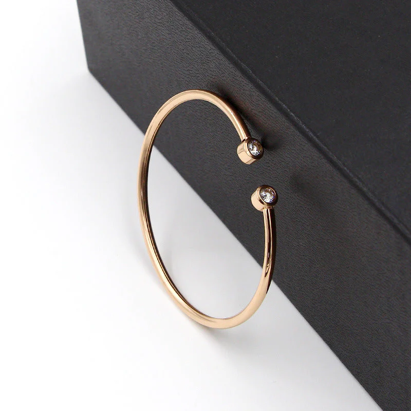 Open Gold Bracelet with Twin Crystals - Image 4