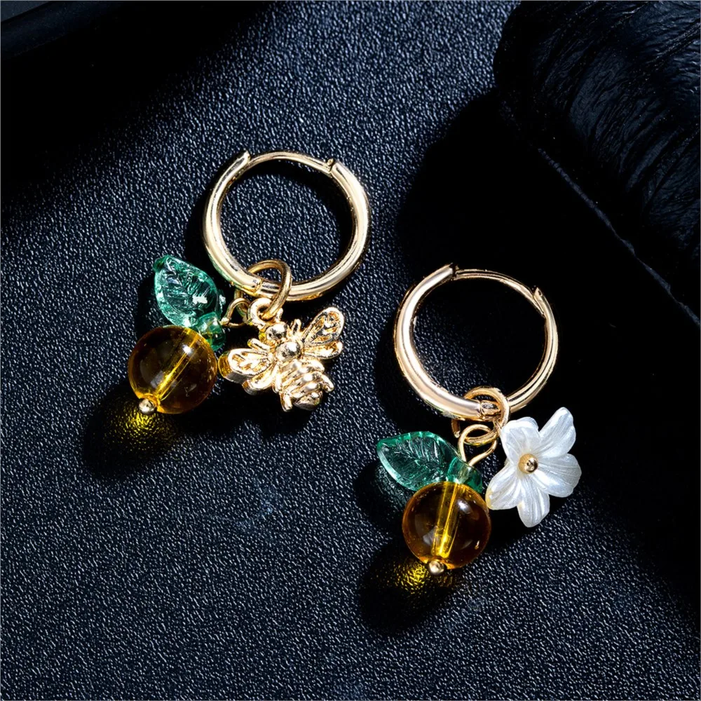 Orange Blossom Bee Hoop Earrings - Image 3