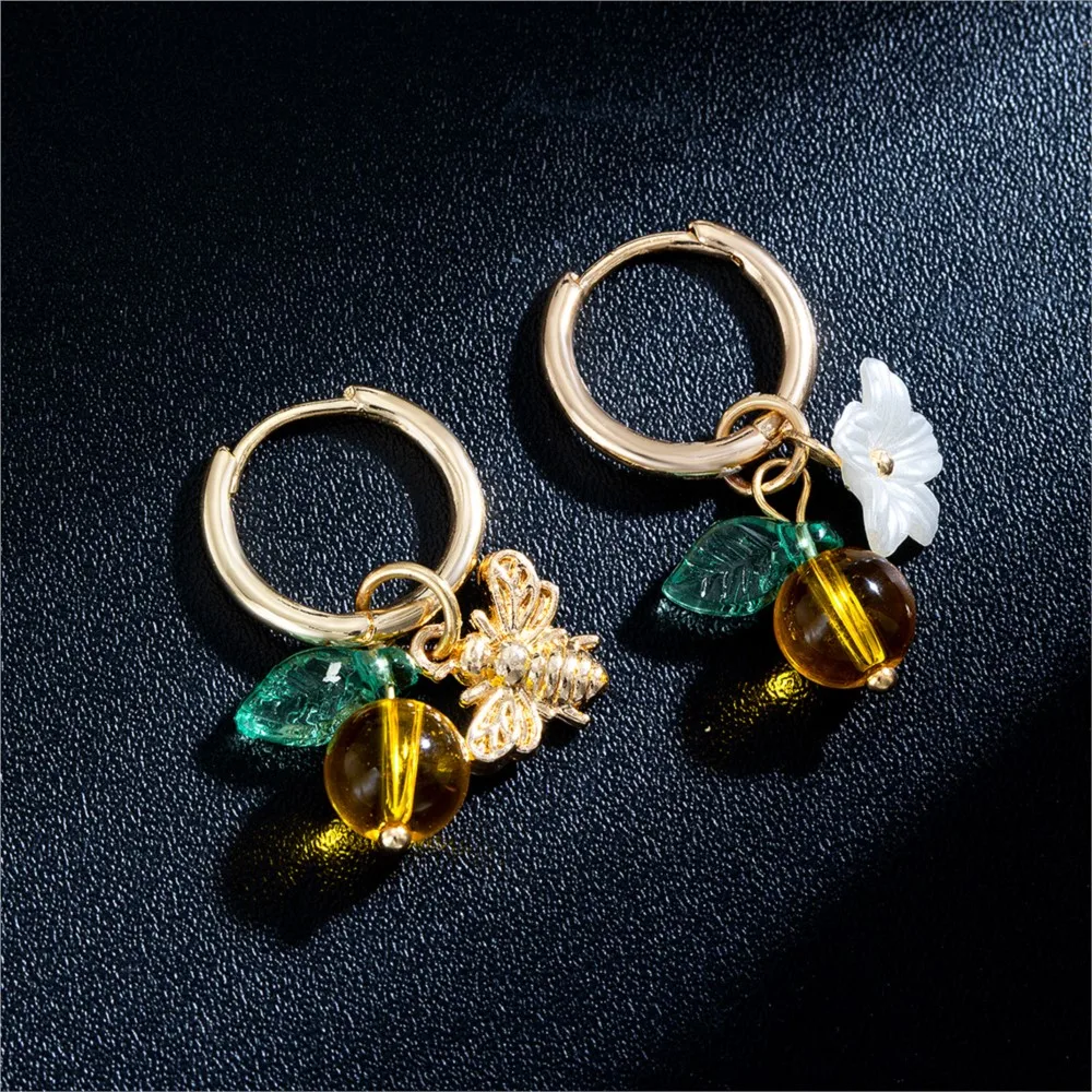 Orange Blossom Bee Hoop Earrings - Image 4