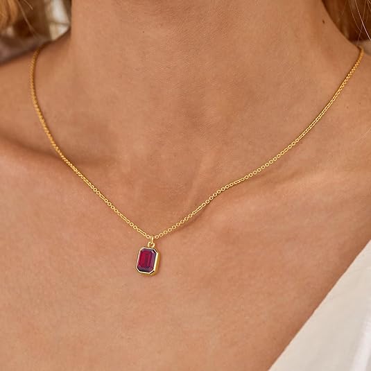 Paperclip Layered Ruby Necklace | Gold - Image 2