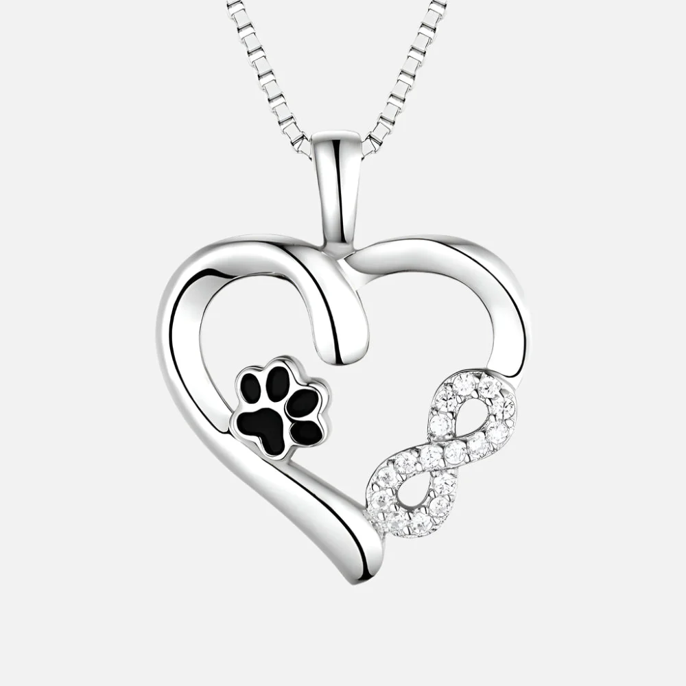 Paw and Heart Necklace with Infinity Charm - Image 2