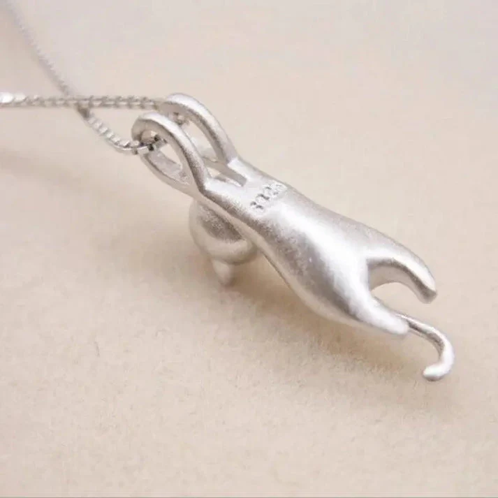 Playful Kitten Sterling Silver 925 Necklace - Image 3