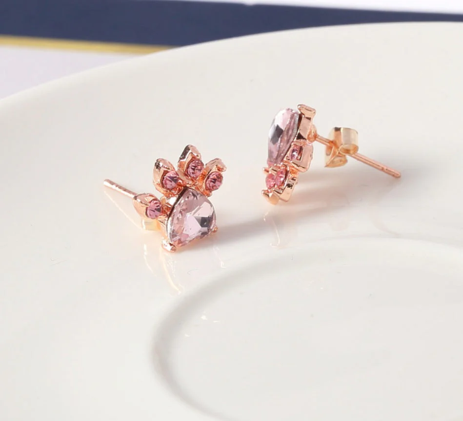 Rose Gold Paw Jewelry Set – 4 Pieces with Zirconia Heart (Ring, Necklace, Earrings, Bracelet) - Image 7