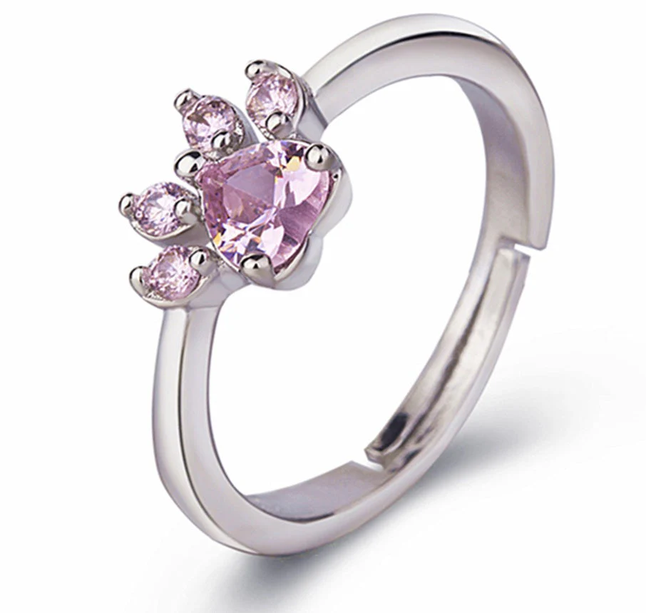 Rose Gold Paw Jewelry Set – 4 Pieces with Zirconia Heart (Ring, Necklace, Earrings, Bracelet) - Image 9