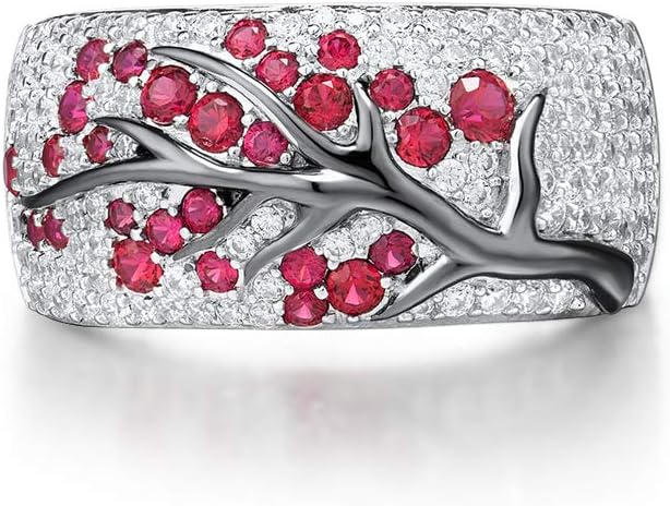 Ruby Blossom Tree Ring | White Gold - Image 2