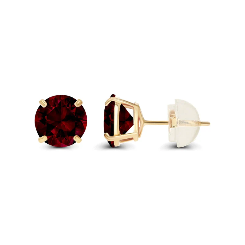 Ruby Round Stud Earrings | Gold - Image 2