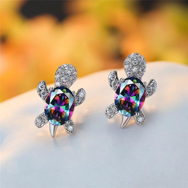 Sea Turtle Earrings in Zirconium and Silver - Image 10