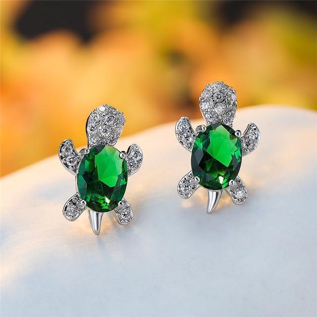 Sea Turtle Earrings in Zirconium and Silver - Image 3