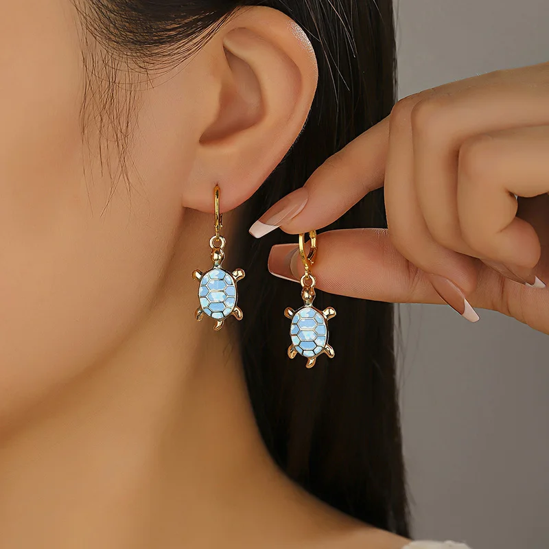 Sea Turtle Huggie Earrings Ocean Charm - Image 2