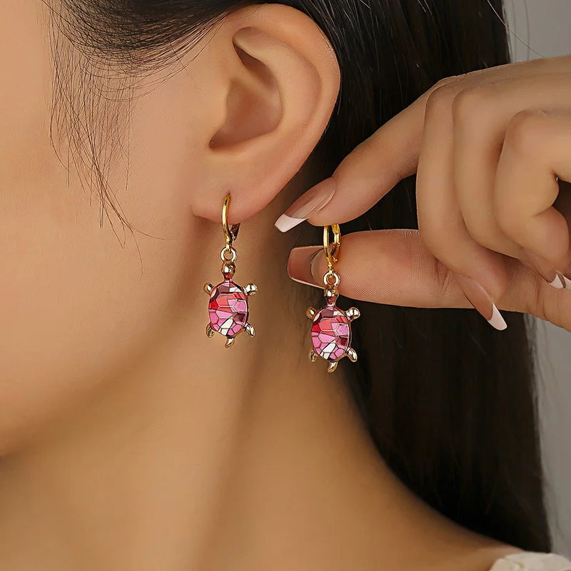 Sea Turtle Huggie Earrings Ocean Charm - Image 3