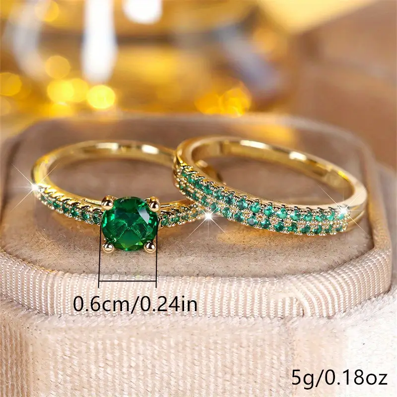 Serena Emerald Duo Ring Set | Gold - Image 4