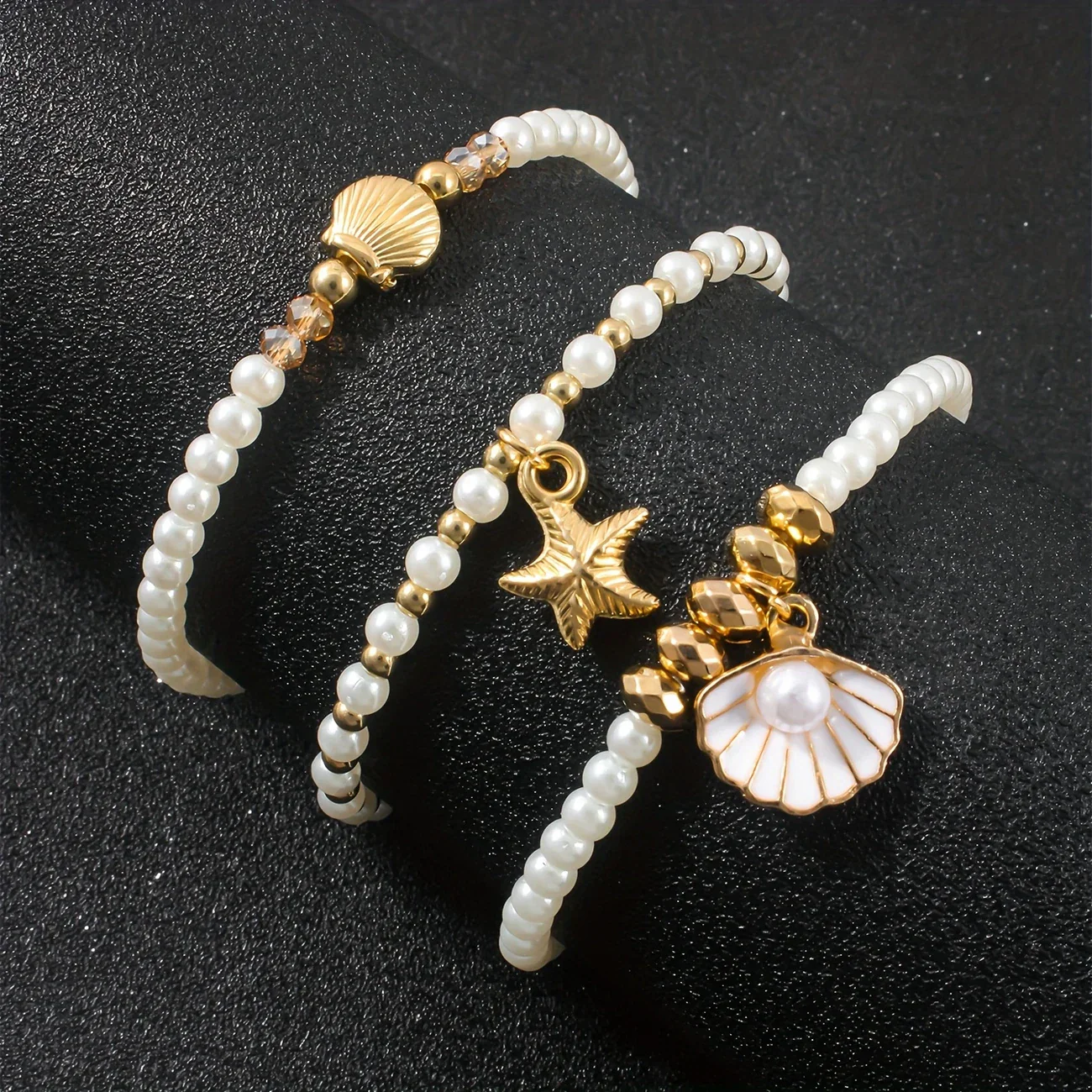 Set of 3 Elegant Pearl Bracelets - Image 3