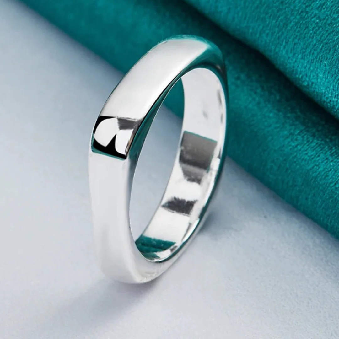 Simple Adjustable Square 925 Silver Ring - Image 2