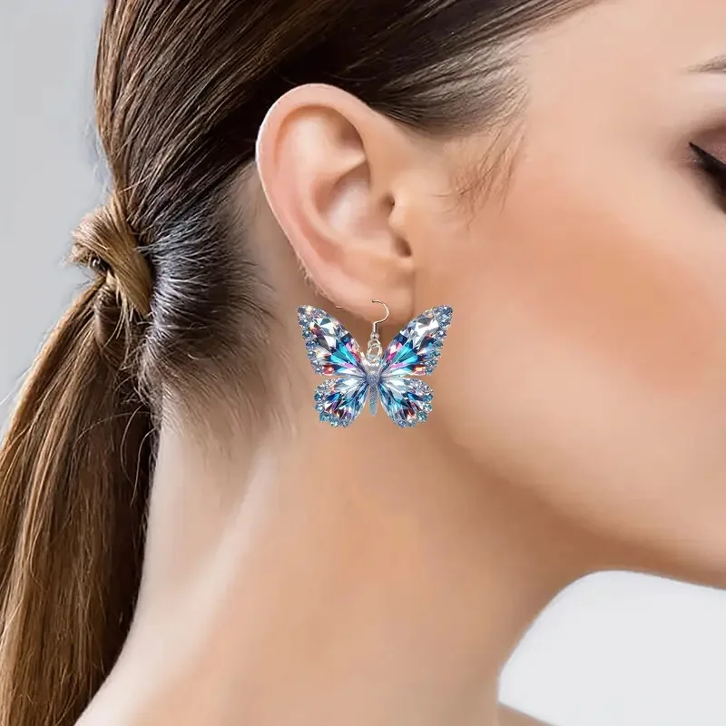 Sparkling Butterfly Statement Earrings - Image 3