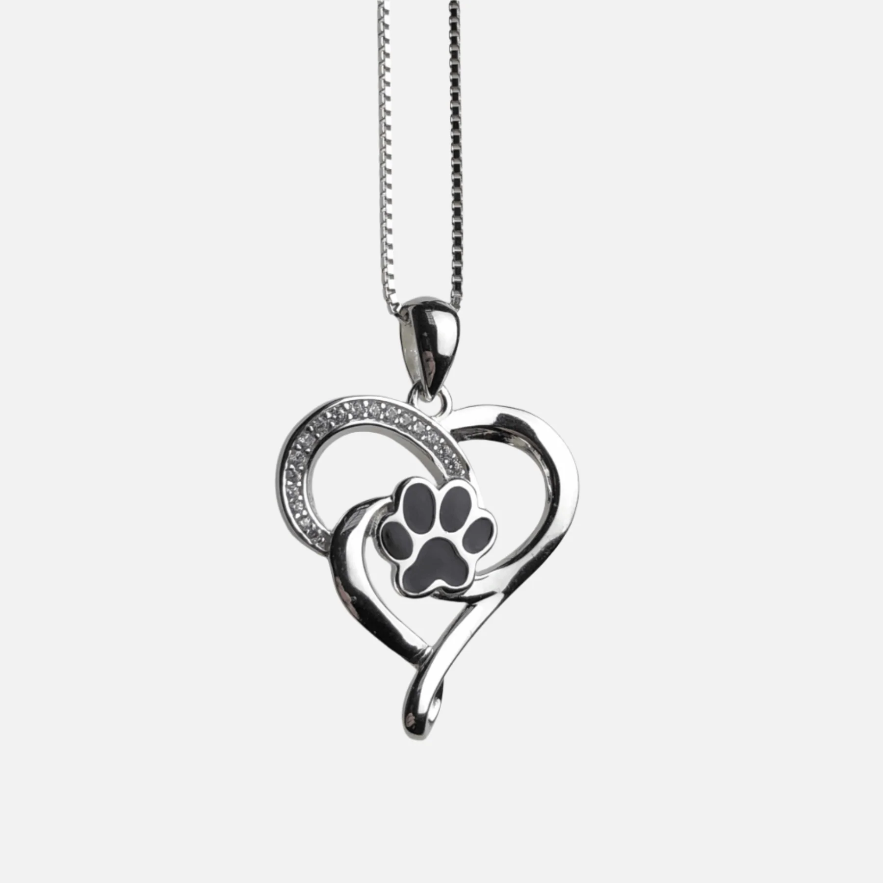 Stainless Steel Infinity Necklace with Heart & Paw - Image 2