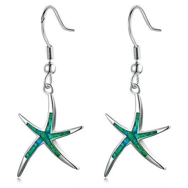 Starfish Earrings in Opal and Silver - Image 3