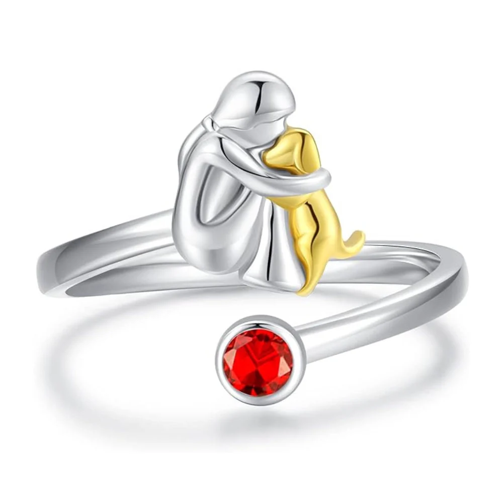 Sterling Silver Dog & Girl Ring – Adjustable and Symbolic - Image 2