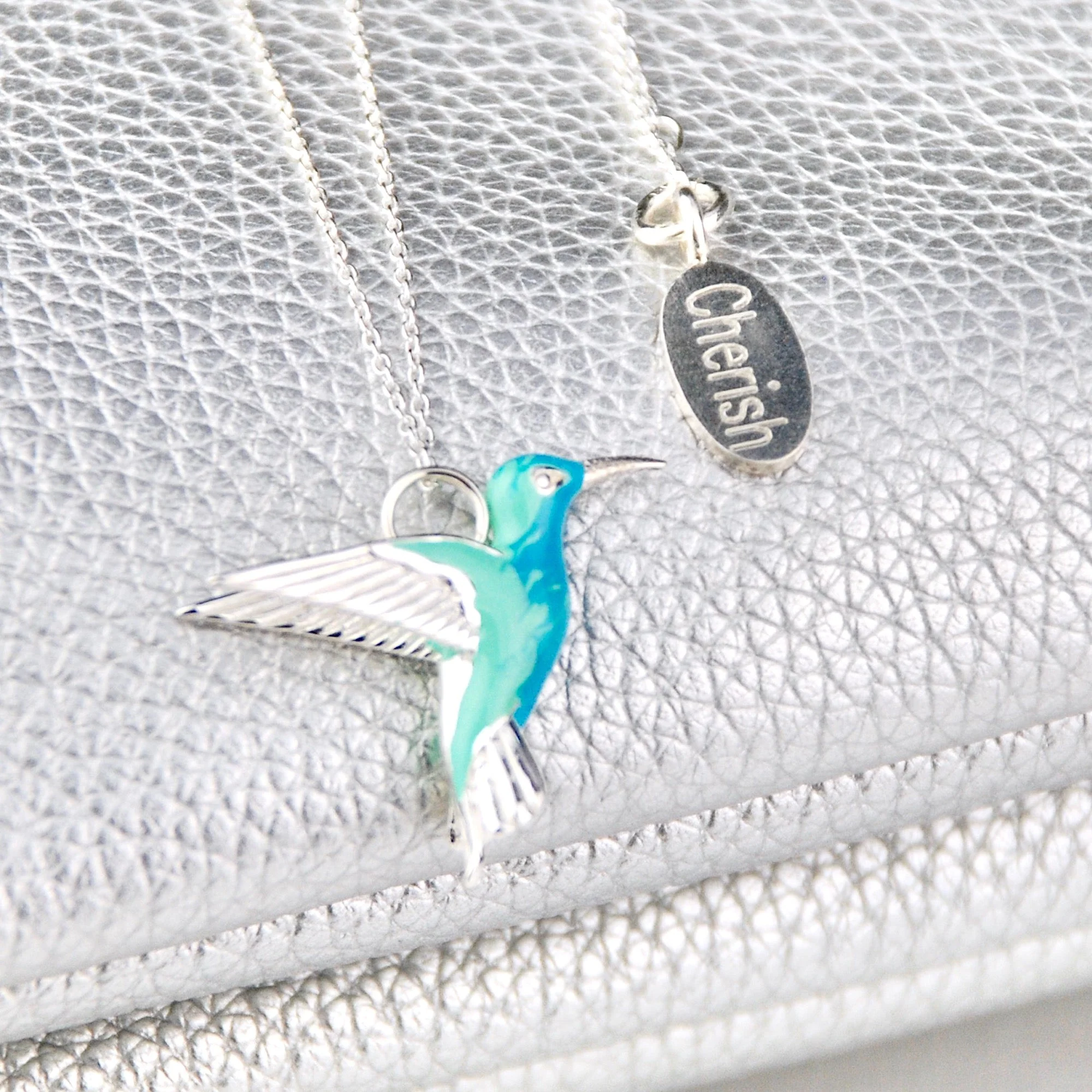 Sterling Silver Enamel Hummingbird Necklace - Image 4