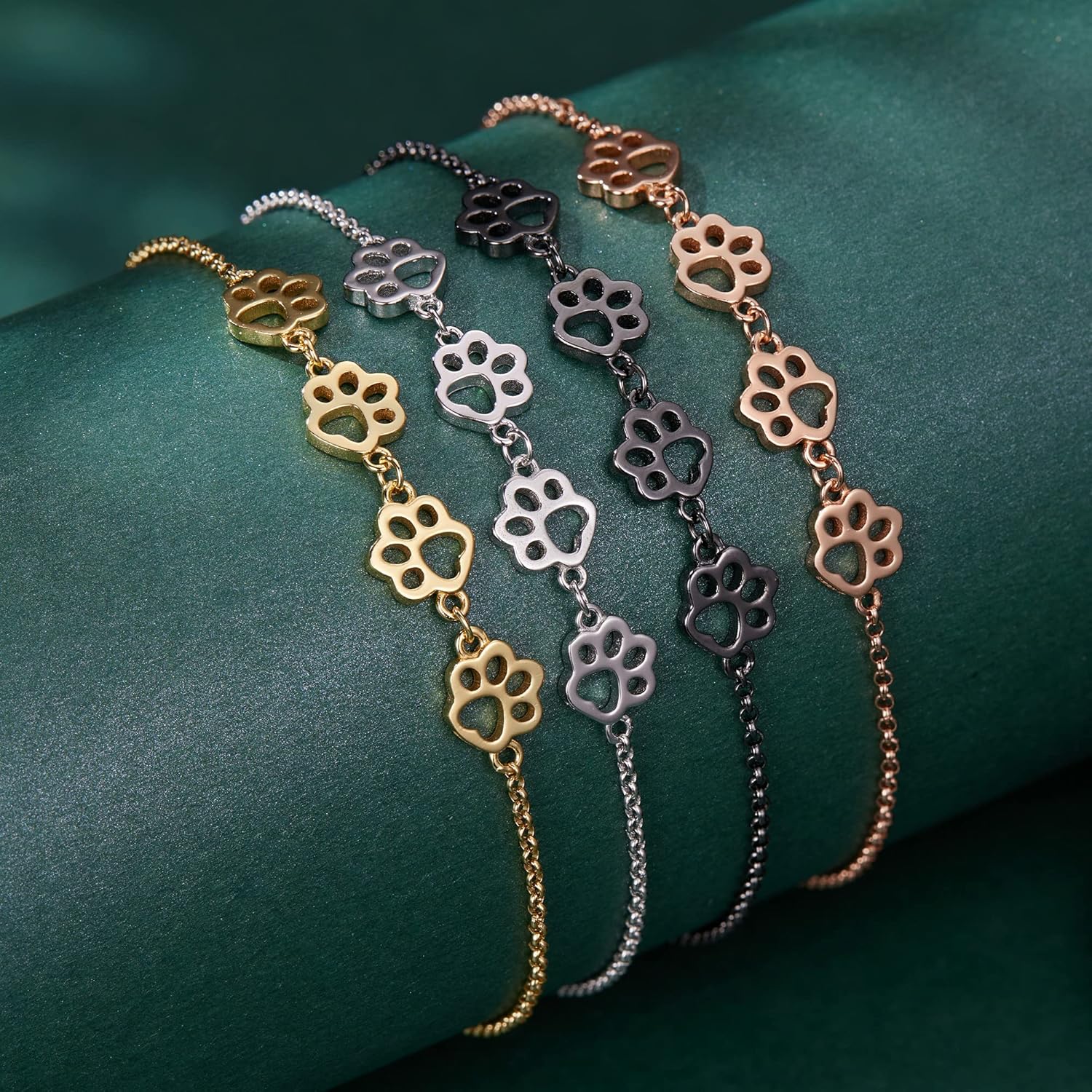 Sterling Silver Paw Print Bracelet – Adjustable Fit - Image 13