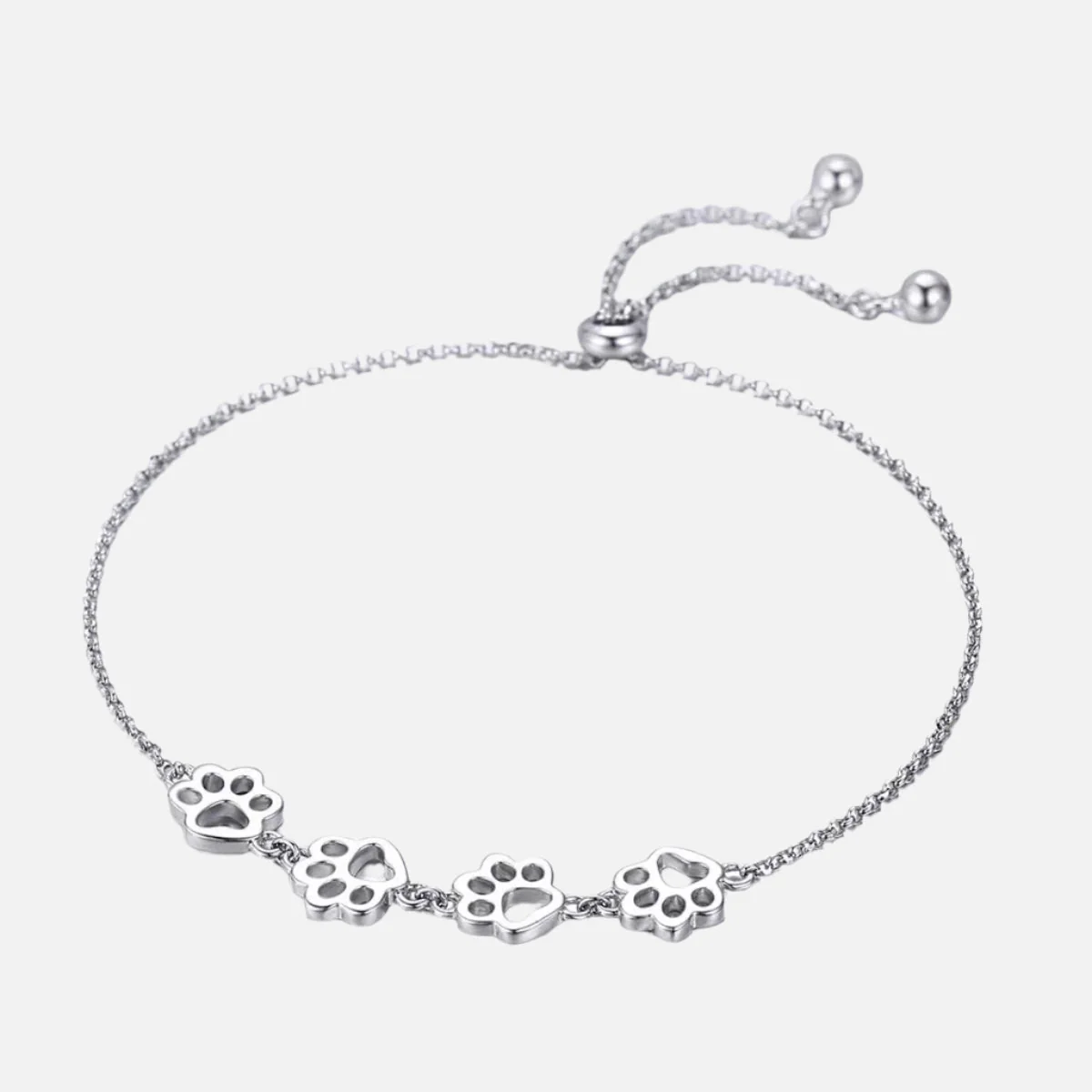 Sterling Silver Paw Print Bracelet – Adjustable Fit - Image 2