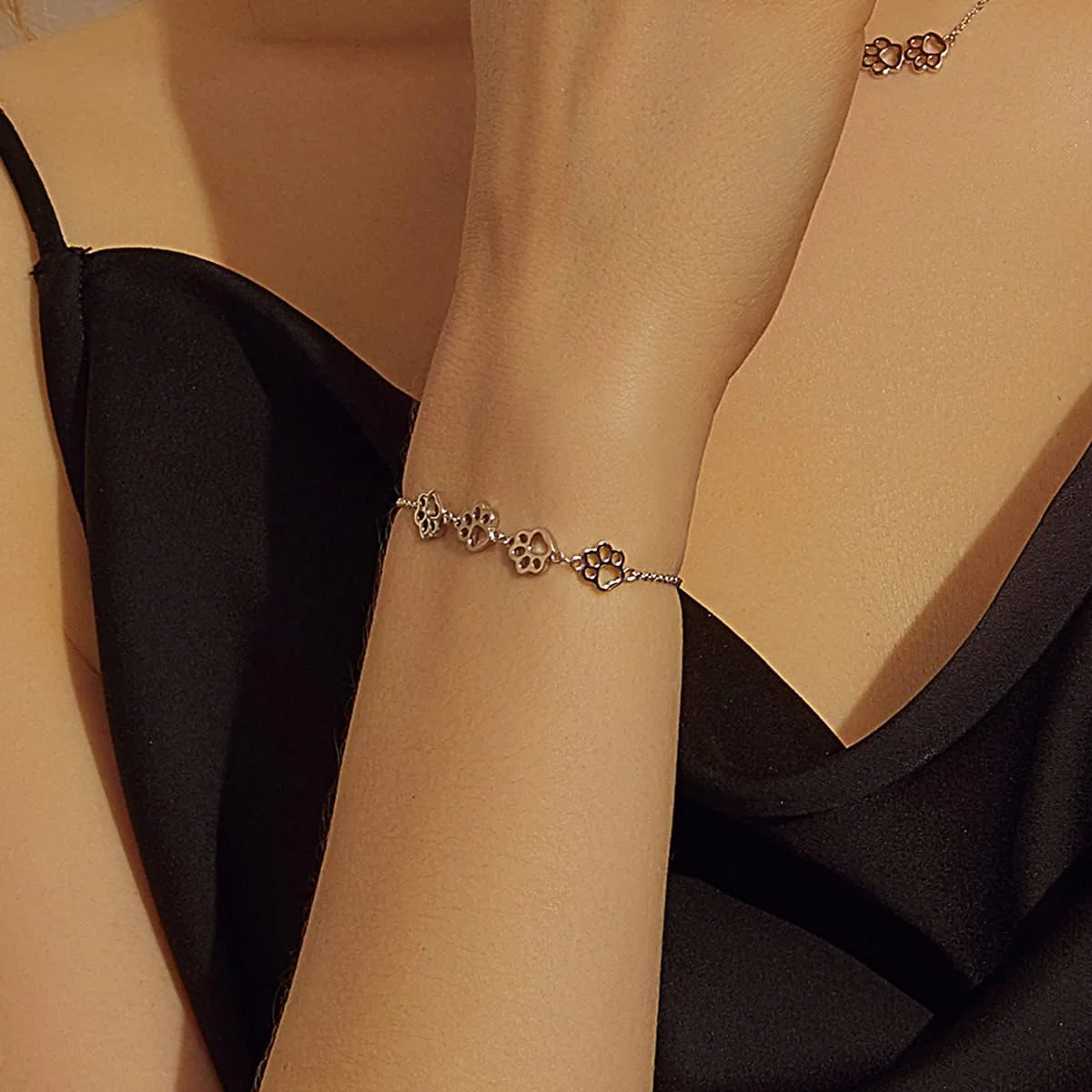 Sterling Silver Paw Print Bracelet – Adjustable Fit - Image 3