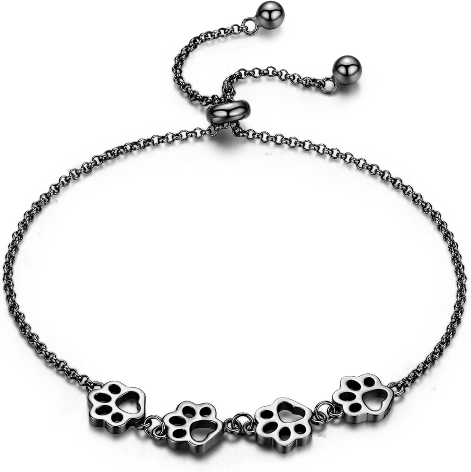 Sterling Silver Paw Print Bracelet – Adjustable Fit - Image 8